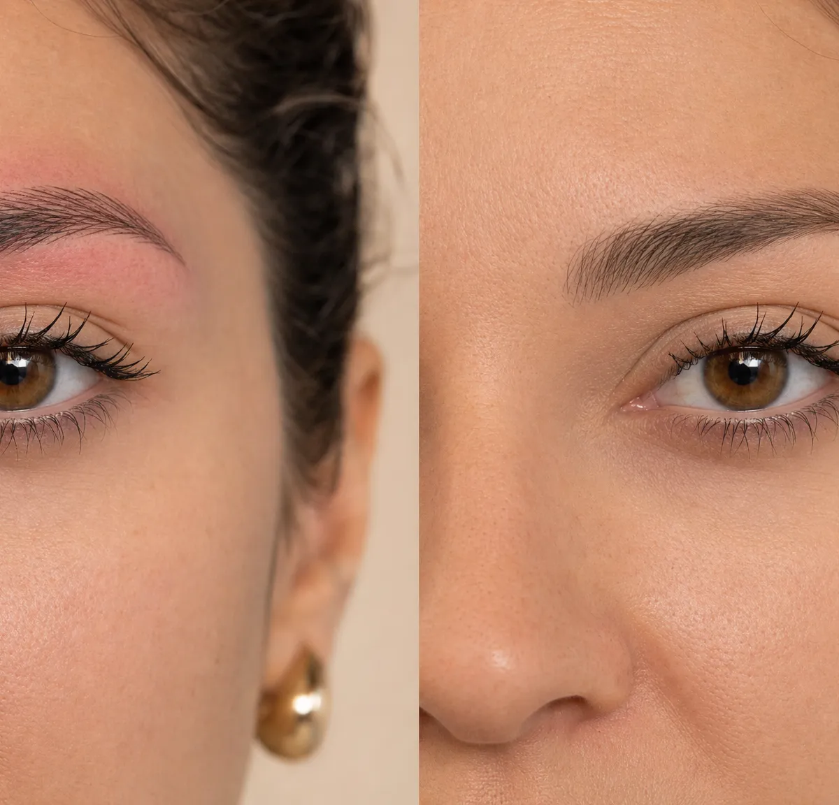 Confronto guarigione microblading: sopracciglia appena fatte e completamente guarite